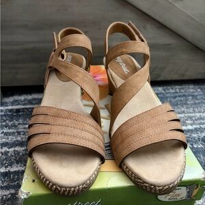 Tan Wedge Sandals